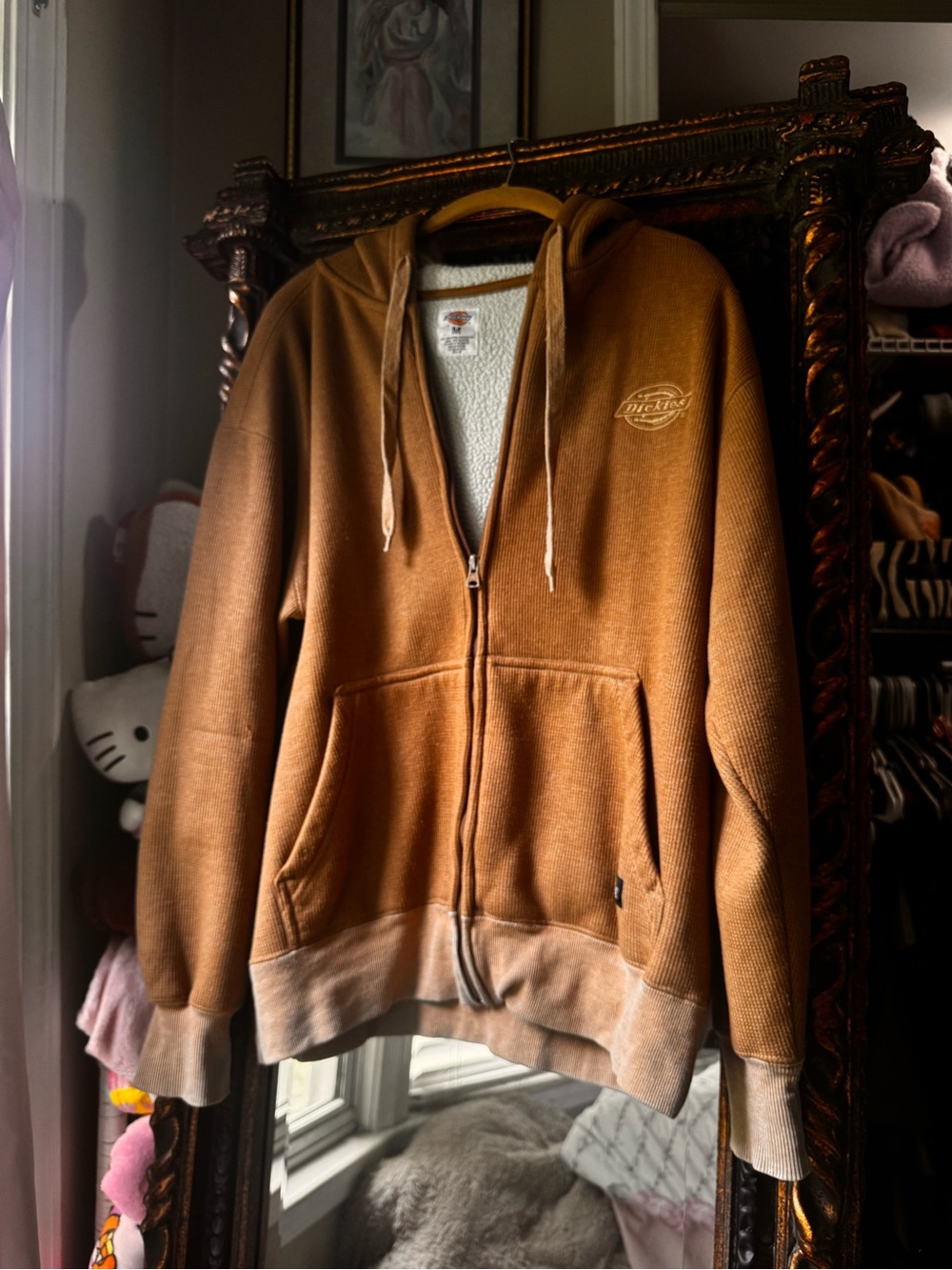 Dickies Tan-Brown Sherpa Lined Zip-Up Hoodie